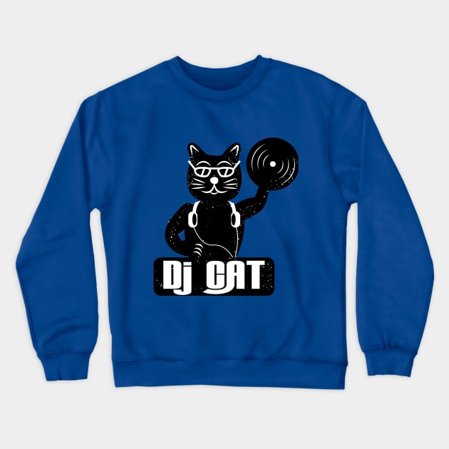 DJ cat Crewneck Sweatshirt by VALIJANOV